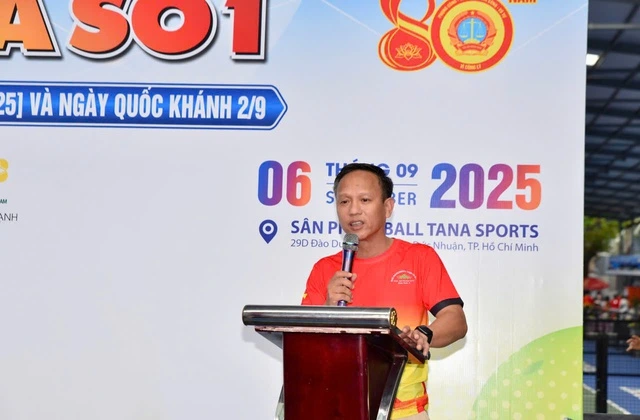 Ông Phạm Tuấn Anh - Chánh Án Tand Khu Vực 5 - Tp.hcm Phát Biểu Khai Mạc Giải Pickleball Cụm Thi đua Số 1 - Tand Tp.hcm Mở Rộng Năm 2025