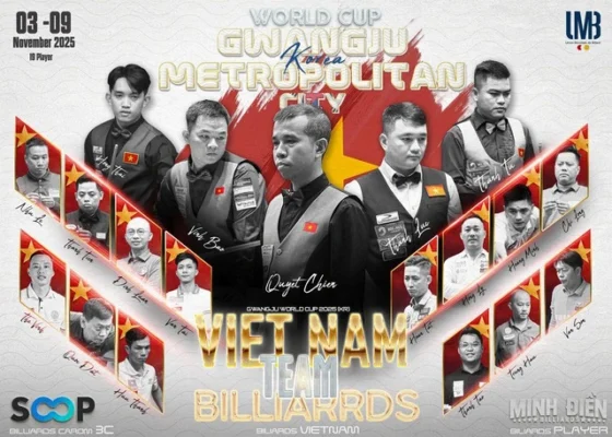 Billiards Việt Nam Dự World Cup Billiards Gwangju Với Lực Lượng Hùng Hậu, Lên đến 19 Cơ Thủ. Trong đó Trần Quyết Chiến được đặc Cách