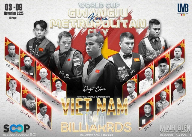 Billiards Việt Nam Dự World Cup Billiards Gwangju Với Lực Lượng Hùng Hậu, Lên đến 19 Cơ Thủ. Trong đó Trần Quyết Chiến được đặc Cách