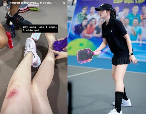 Á Hậu Huyền My Bị Trầy Xước, Lật Cổ Chân Khi Chơi Pickleball