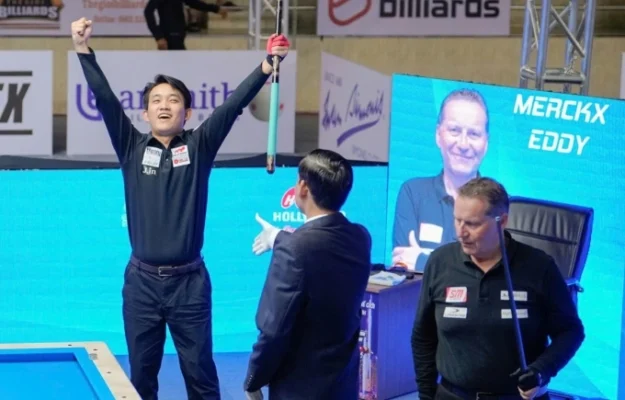 Chiêm Hồng Thái Ăn Mừng Chiến Thắng Trước Eddy Merckx Ở Bán Kết World Cup Carom 3 Băng Trưa 24:5 Tại Nhà Thi đấu Nguyễn Du